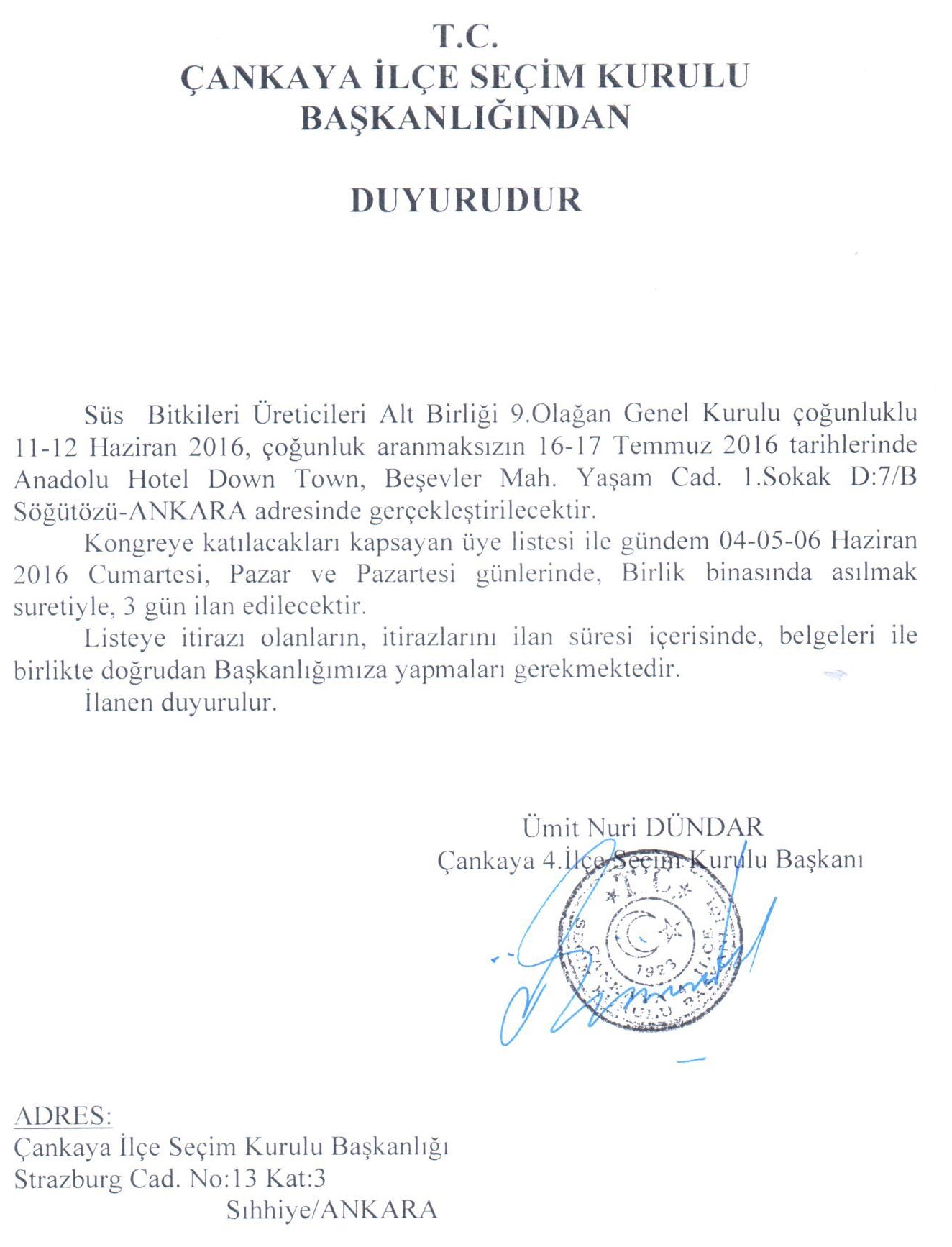duyuru ilce secimi
